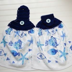 Fishy Crochet Top Towel SET of 2